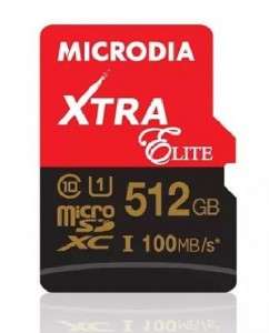 An image of what appears to be a 512GB memory card from Microdia's Instagram account