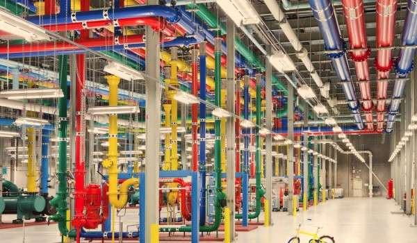 On your bike: Google data centres can be so big that workers need transport to get around. This photo is from the data centre in Douglas County, Georgia in the US (photo credit: Google)