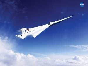 Artist impression of a Low Boom Flight Demonstration Quiet Supersonic Transport (QueSST) X-plane design (credit: Lockheed Martin)