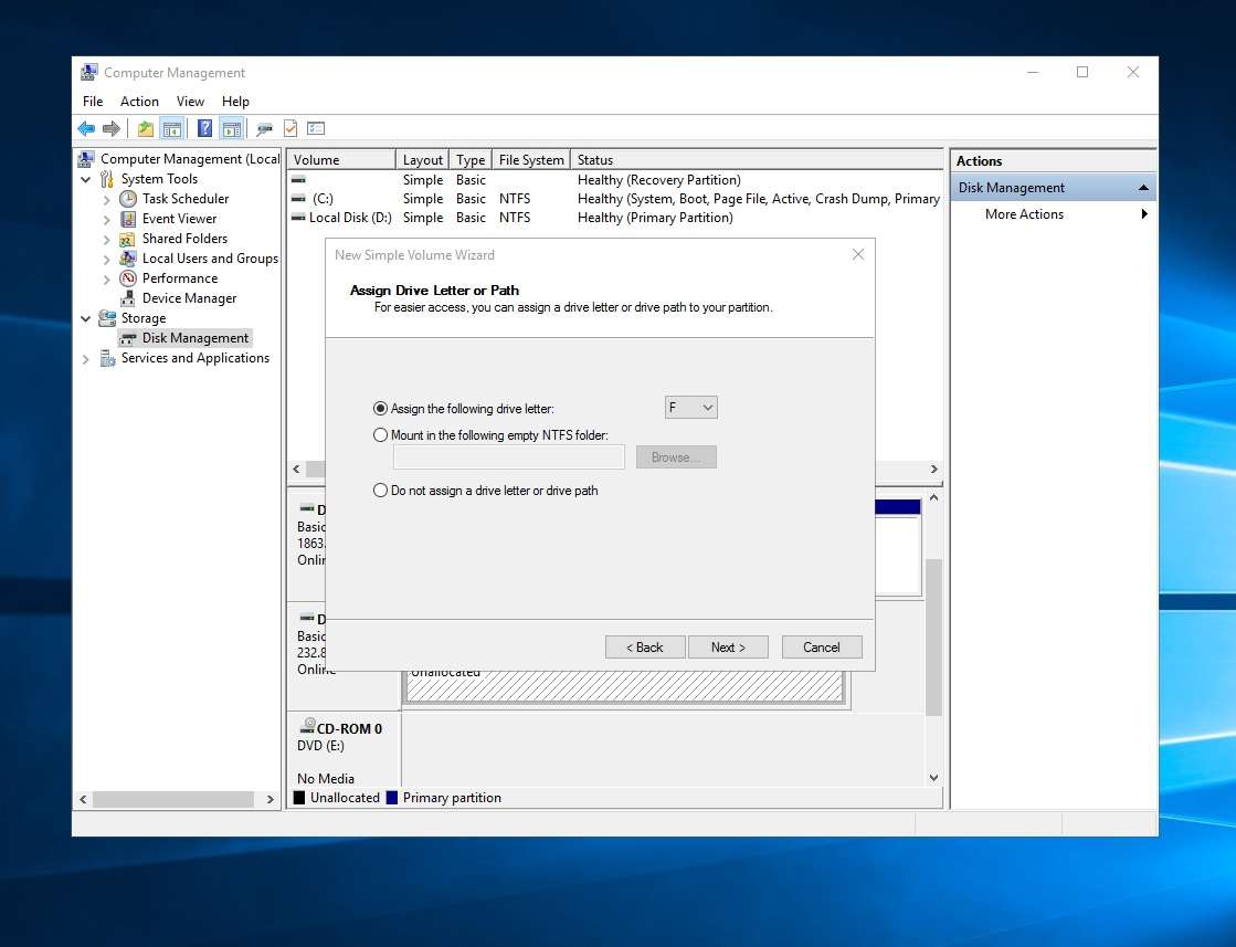 Selecting Drive Letter - Formatting Disk For Windows