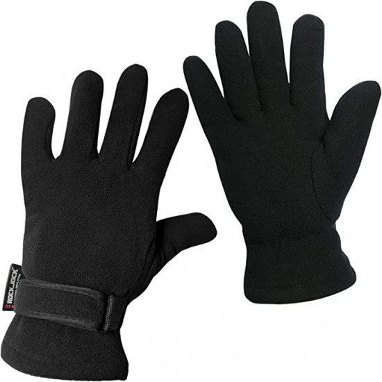 Rock Jock Men's Thermal Lined Fleece Gloves - Black