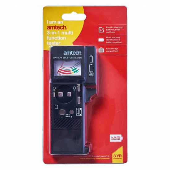 Amtech 3-In-1 Multi-Function Battery, Bulb And Fuse Tester