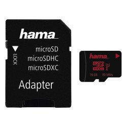 Hama microSDXC UHS Speed Class 3 UHS-I 80MB/s + Adapter - 16GB
