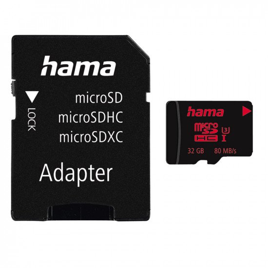 Hama microSDXC UHS Speed Class 3 UHS-I 80MB/s + Adapter - 32GB