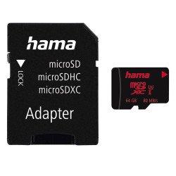 Hama microSDXC UHS Speed Class 10 UHS-I 80MB/s + Adapter - 64GB