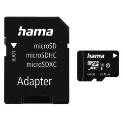 Hama microSDXC UHS Speed Class 10 UHS-I 80MB/s + Adapter - 64GB