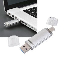 Hama C-Laeta Dual USB 3.0 Type C Flash Drive 40 MB/s Silver - 256GB