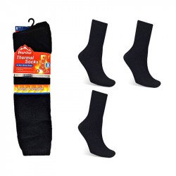 Pro Hike Mens Thermal Socks Brushed Inside Long Length 3 Pair Pack UK 6-11 - Black