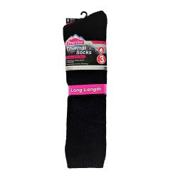 Pro Hike Ladies Thermal Socks Brushed Inside Long Length 3 Pair Pack UK 4-8 - Black
