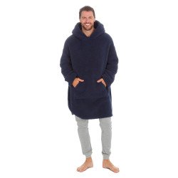 Huggable Hoodie Adults Supersoft Sherpa Fleece Oversize Hoody - One Size - Navy
