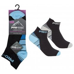 Pro Tonic Ladies Compression Trainer Socks 2 Pair Pack - Blue/Grey - 4-8