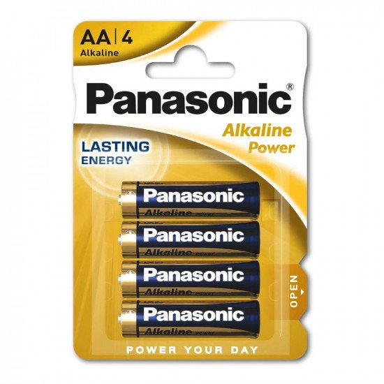 Panasonic AA Blister Pack Alkaline Batteries Long Lasting - 4 Pack