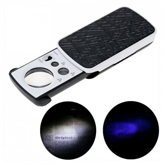 EvoDX Pocket Magnifying 30/60/90X Jewellers Magnifier Glass LED Slide Light Loupe - Black