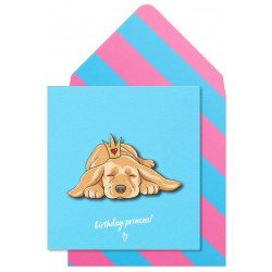 3D Birthday Princess Cute Dog Greeting Card 