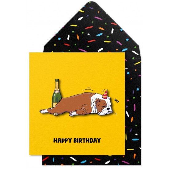 3D Boozy Bulldog Greeting Card