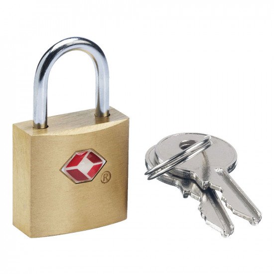 Travel Log Padlock with 2 Keys - TSA Approved - Brass
