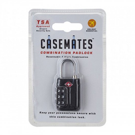 Casemates TSA Approved Luggage Locks, 3 Digit Padlock - Black - Pack of 2
