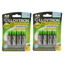 Lloytron ACCU DIGITAL AA HR06 Ni-Mh Rechargeable Batteries 1300mAh - 8 Pack
