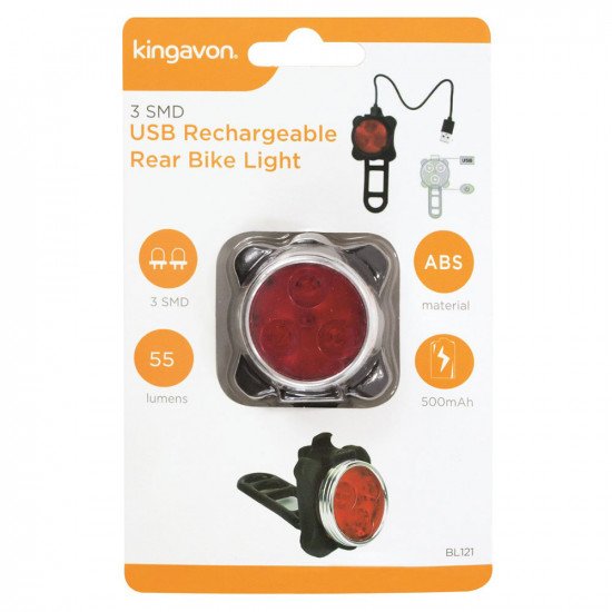 Kingavon 3 SMD USB Rechargeable Rear Bike Light