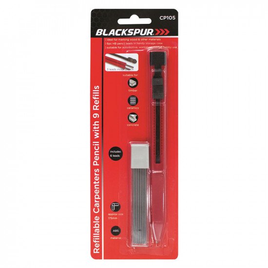 Blackspur Refillable Carpenters Pencil  With 9 Refills
