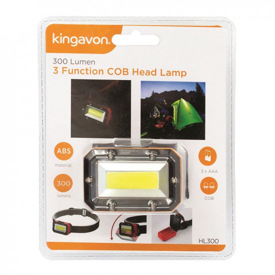 Kingavon 300 Lumen 3-Function COB Head Torch