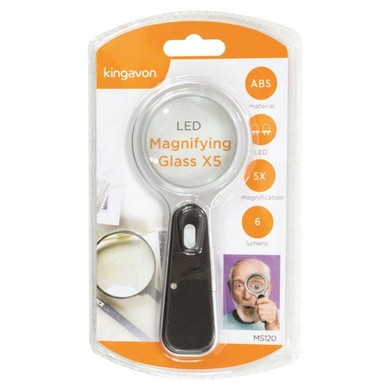 Kingavon Compact 5x Hand Magnifier / Magnifying Glass With LED Light