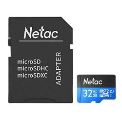 Netac P500 MicroSDHC Card with SD Adapter U1 Class 10 - 32GB