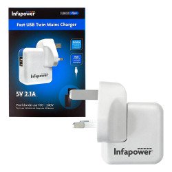 Infapower 5V 2.1A Fast USB Twin Mains Charger
