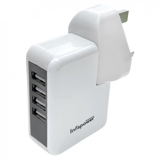 Infapower 4 Port USB Mains Charger - White
