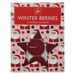 Christmas Santa Tealights x 12 - Winter Berries Scented