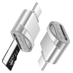 EvoDX USB Type-C Micro SD Memory Card Reader - Silver