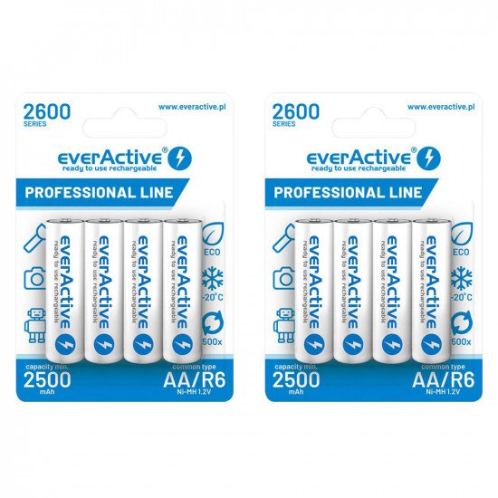 everActive Rechargeable AA 2500mAh batteries - 8 Pack