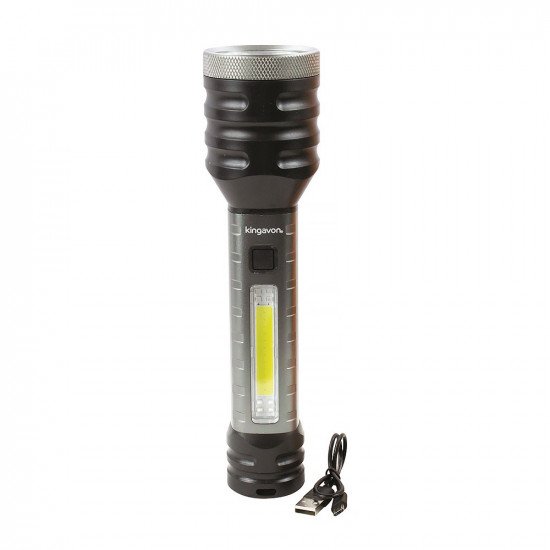 Kingavon 5W COB And LED Rechargeable Torch - Black