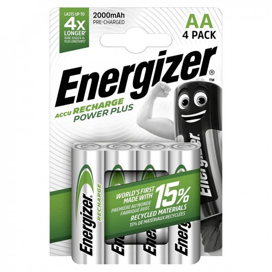 Energizer Power Plus AA NiMH Rechargeable Batteries 2000mAh - 4 Pack