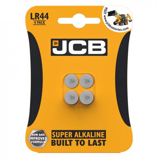 JCB A76 LR44 AG13 SR44 Alkaline Button Cell Batteries - 4 Pack