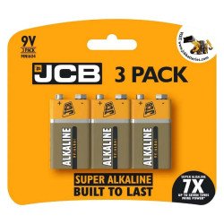 JCB 9V Super Alkaline Batteries - Pack of 3