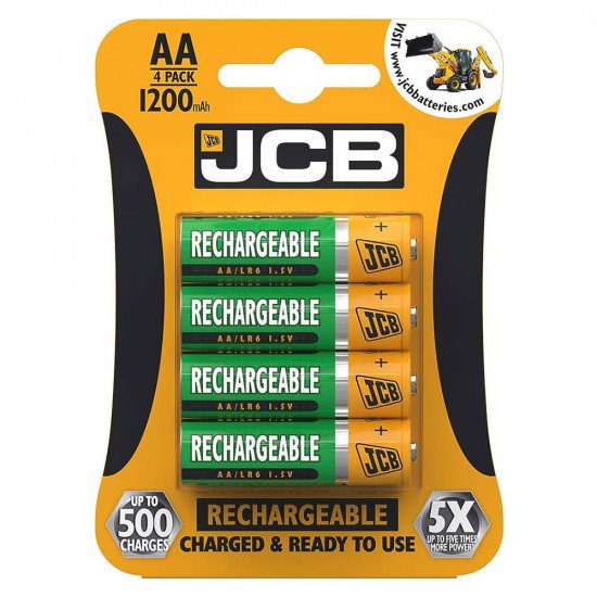 JCB AA 2400mAh Rechargeable Batteries - Pack of 4