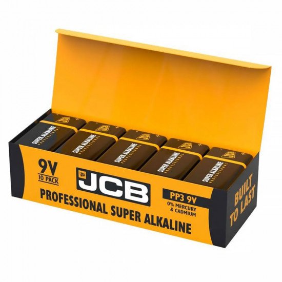 JCB 9V Industrial Alkaline Batteries - Pack of 10