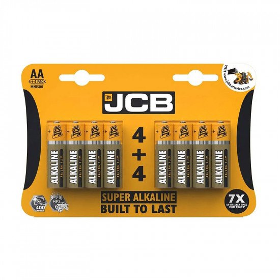 JCB AA Super Alkaline batteries - Pack of 4+4
