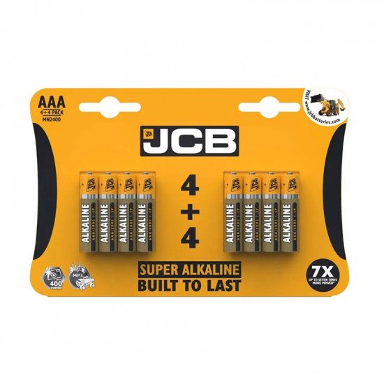 JCB AAA Super Alkaline Batteries - Pack of 4+4