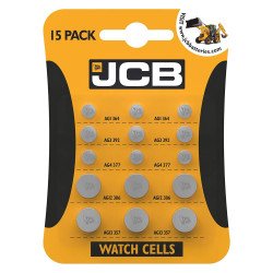 JCB Alkaline Coin Button Cell Batteries - 15 Pack