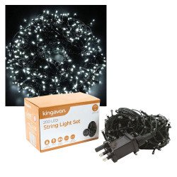 Kingavon LED String Fairy Lights Mains Powered Indoor/Outdoor - White - 200 LED
