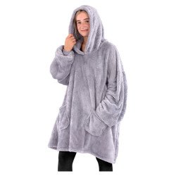Snug Rug Sherpa Oversized Fleece Hoodie - Lilac Grey