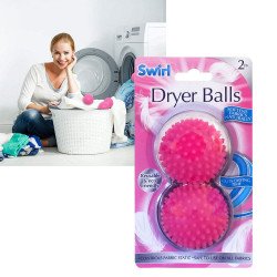 Swirl Fabric Softening Tumble Dryer Balls - Pink - 2 Pack 