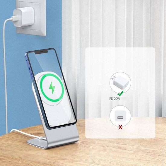 Choetech 15W Magnetic Qi Wireless Charger (MagSafe Compatible) - White - For iPhone