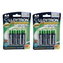 Lloytron AA Rechargeable Batteries Ni-Mh ACCU DIGITAL High Performance 2700mAh - 8 Pack