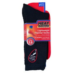Heat Machine 1.6 TOG Mens Thermal Socks Brushed Inside 1 Pair Pack UK 6-11 - Black