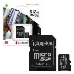 Kingston Canvas Select Plus MicroSD Memory Card 100MB/s UHS-1 U3 A1 V30 Class 10 with Adapter - 512GB