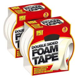151 Adhesives Double Sided Foam Tape 3 Pack - Twin Pack 6 Rolls
