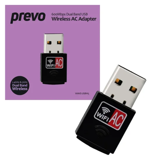 Prevo Prevo 600Mbps Dual Band USB Wireless AC Network Adapter - USBW5